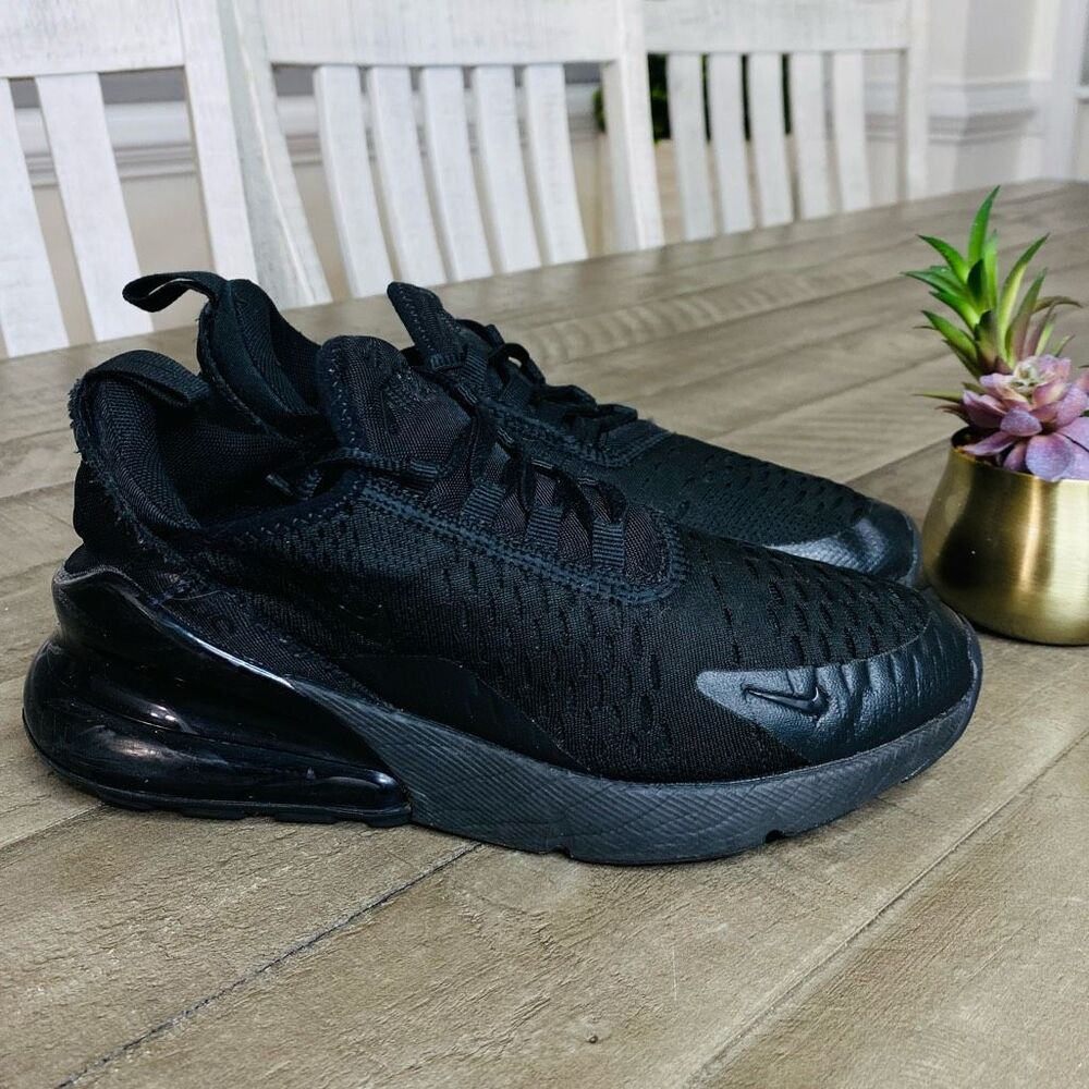 Nike Air Max 270 Triple Black Sneakers Size 4.5 Youth